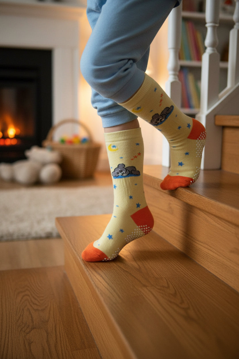 Non-Slip Socks for Kids 2-5 | Grip Socks for Active kids-Sleepy Bear