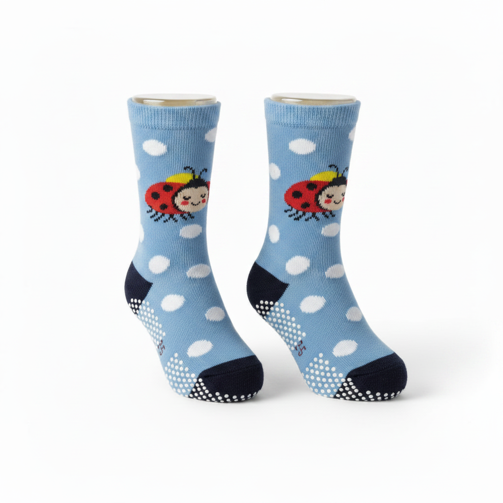Non-Slip Socks for Kids 2-5 | Safe Play Grip Socks-LadyBug