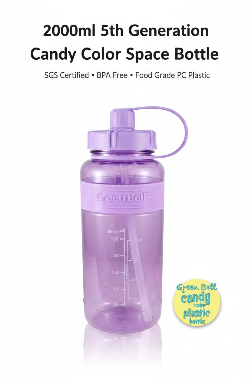 2000 ML Macaron Lavender Water Bottle – Leakproof BPA-Free Water Bottle with level Markers