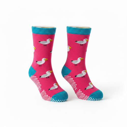 Pink bird grip socks professional product photo