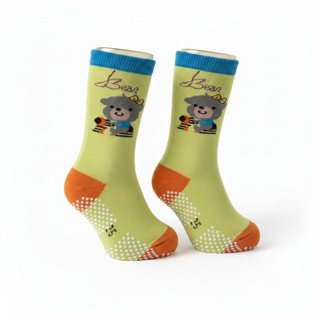Lime Green Bear Socks - Studio Shot