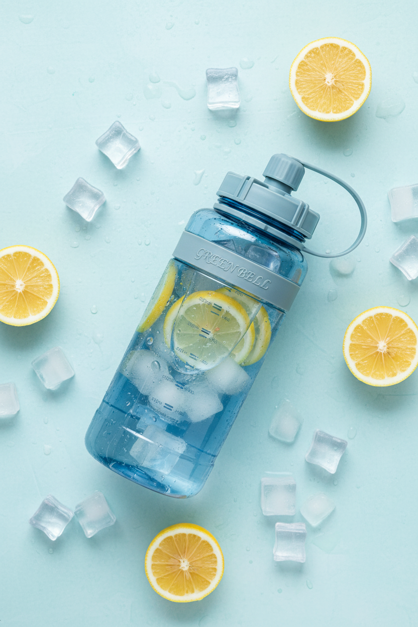 2000 ML Macaron Blueberry Water Bottle – Leakproof BPA-Free Water Bottle with level Markers